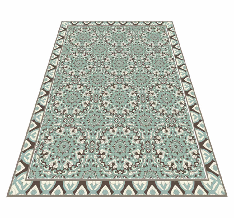 Alfombra vinílica comedor patrón de mosaico floral - TenVinilo