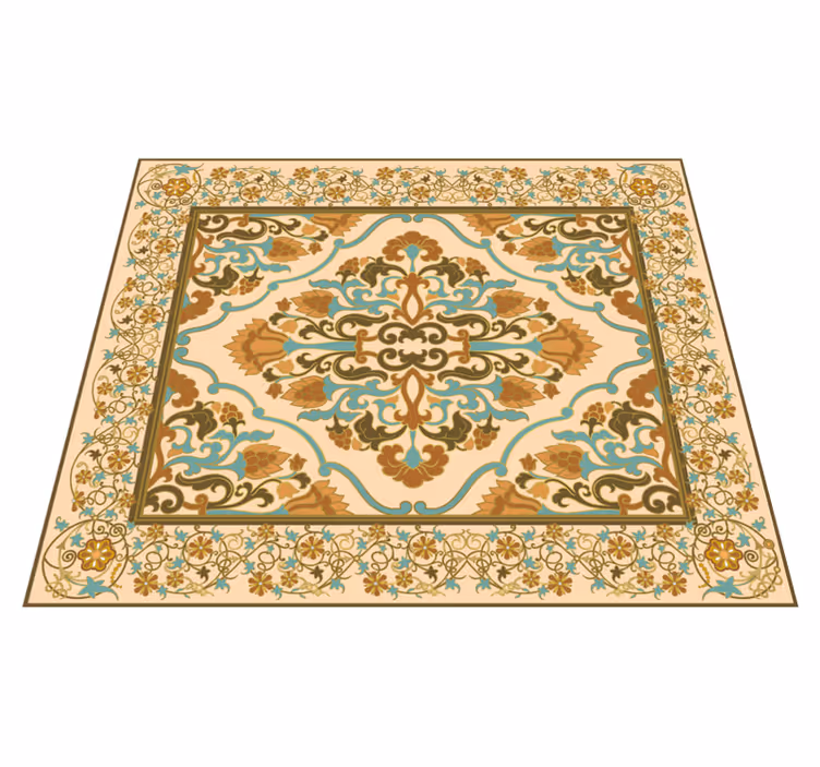 Alfombra vinílica comedor diseño mandala beige - TenVinilo