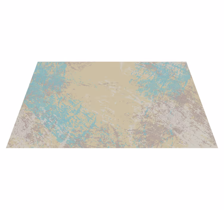 Alfombra vinílica comedor diseño abstracto amarillo y azul - TenVinilo