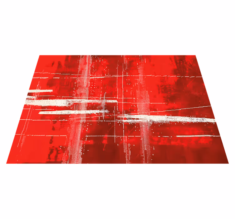 Alfombra vinílica roja patrón de líneas modernas - TenVinilo