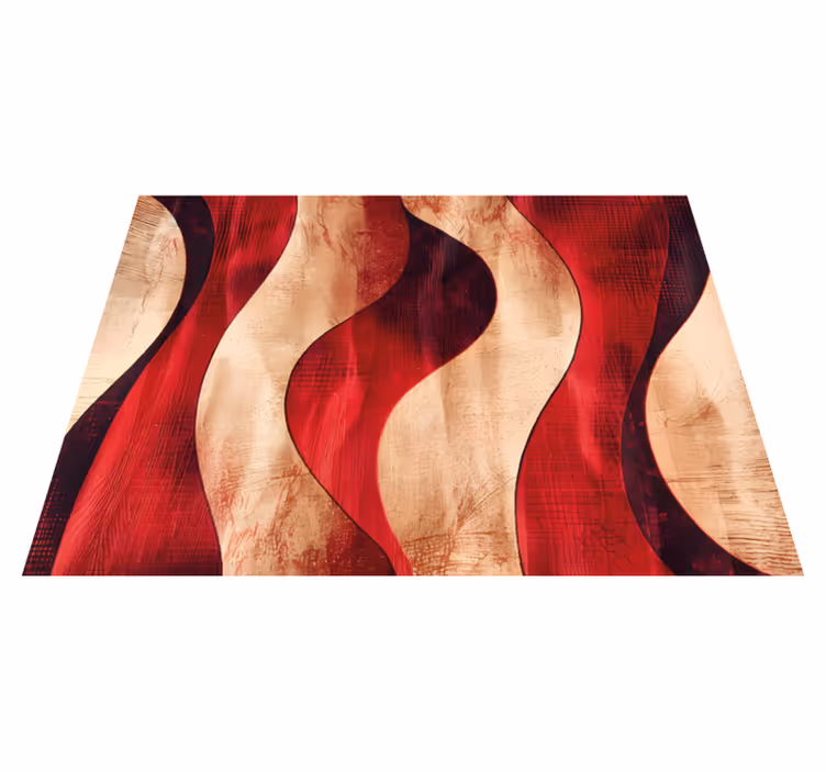 Alfombra vinílica roja patrón de ondas modernas - TenVinilo