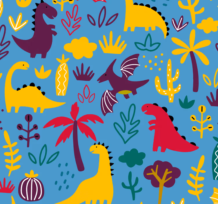 Papel tapiz animales fauna de dinosaurios - TenVinilo