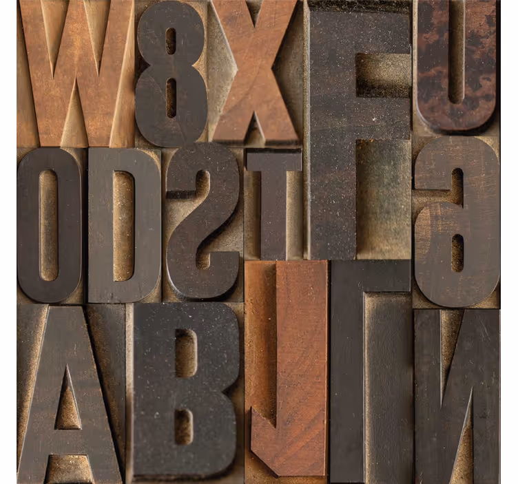 Papel tapiz letras efecto 3d marrón - TenVinilo