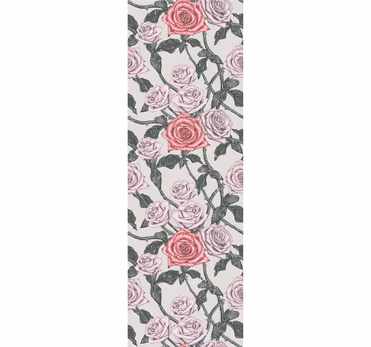 Papel tapiz flores patrón de vid de rosas - TenVinilo