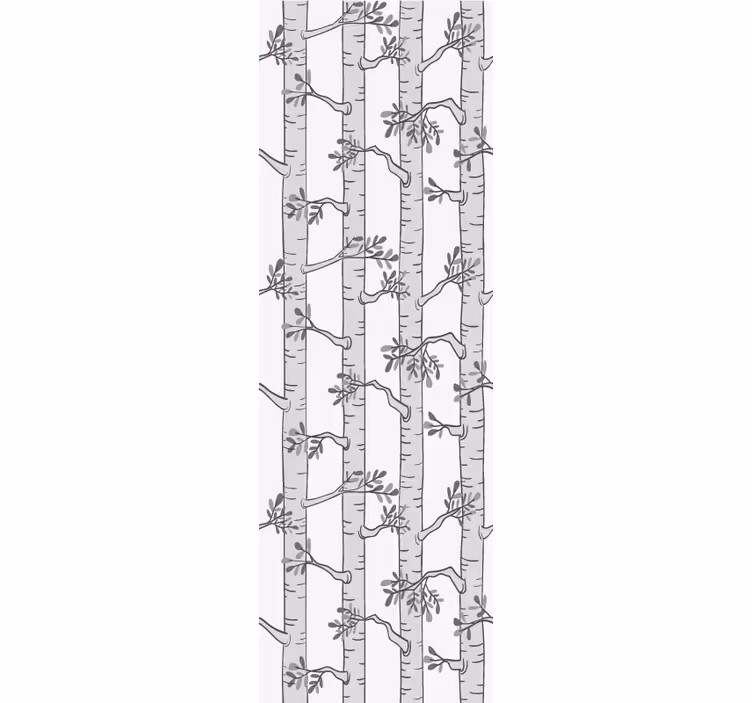 Papel tapiz árboles motivo gris abedul y blanco - TenVinilo