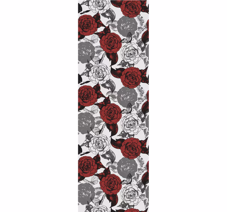 Papel tapiz flores arreglo floral rojo - TenVinilo
