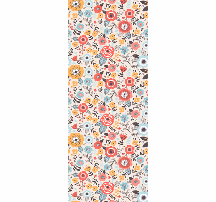 Papel tapiz flores diseño floral colorido - TenVinilo