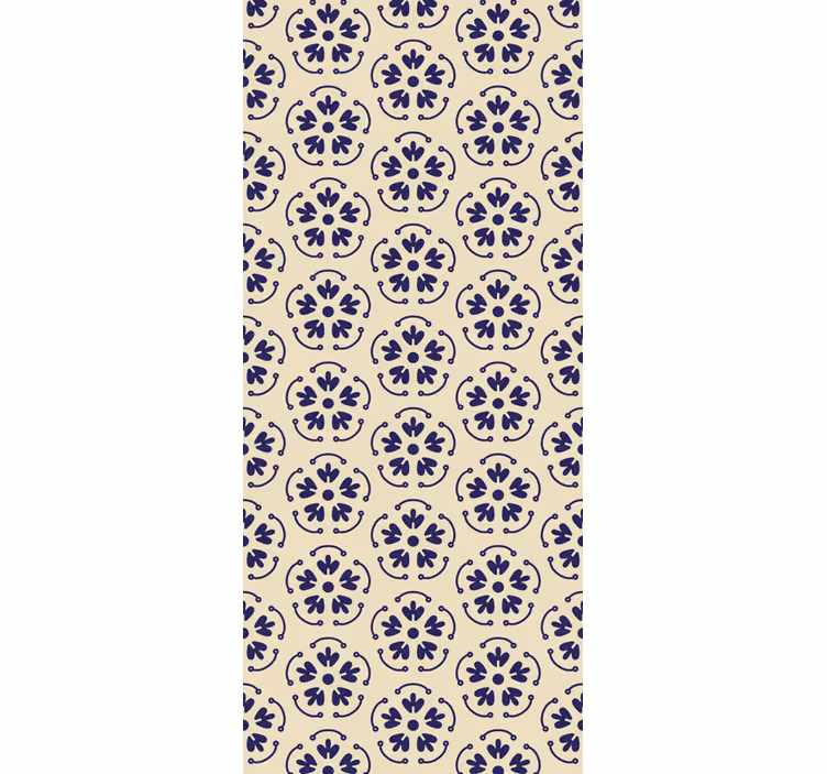 Papel tapiz floral motivos azules redondos - TenVinilo