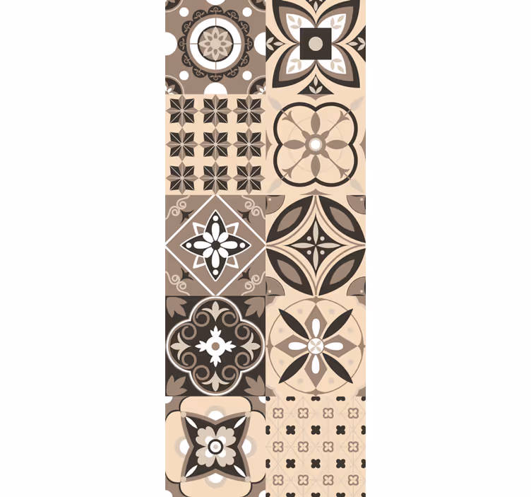 Papel tapiz azulejos azulejo floral geométrico - TenVinilo