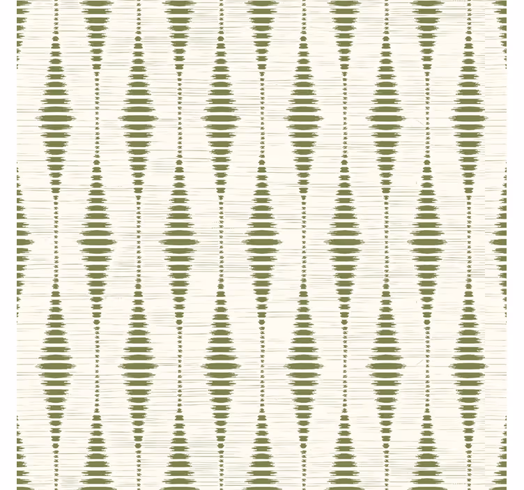 Papel pintado geométrico rabaul ikat verde musgo - TenVinilo