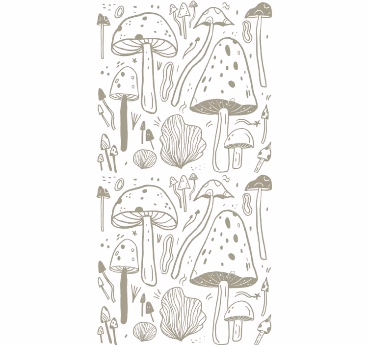 Papel tapiz naturaleza patrón de setas beige - TenVinilo