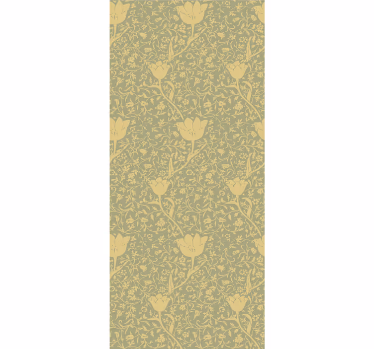 Papel tapiz naturaleza patrón floral sutil dorado y verde - TenVinilo