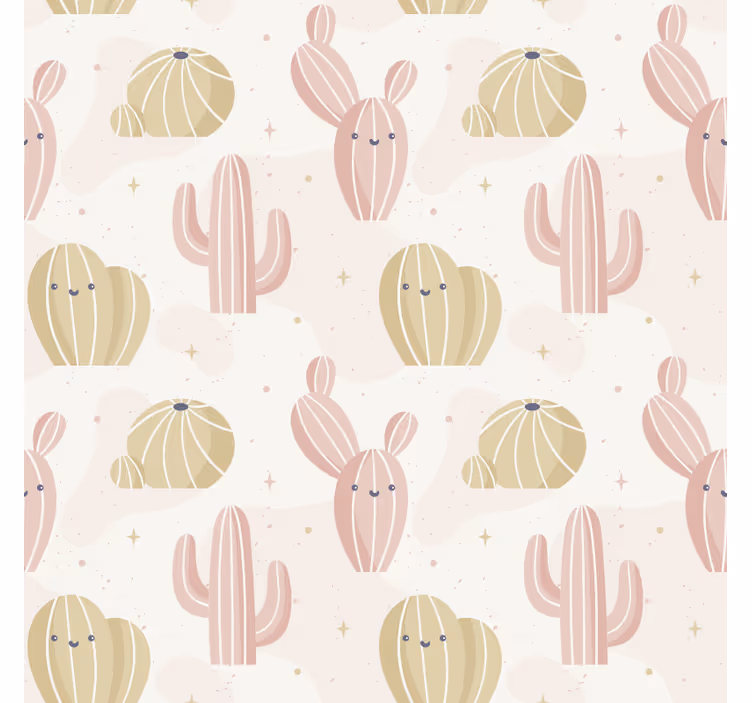 Papel tapiz naturaleza patrón de cactus encantador - TenVinilo