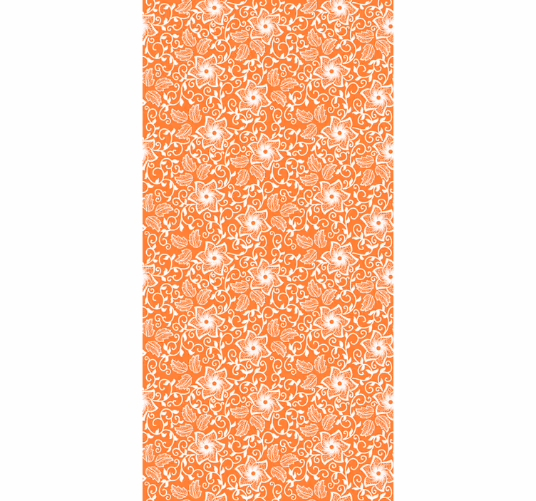 Papel tapiz flores patrón paisley naranja - TenVinilo