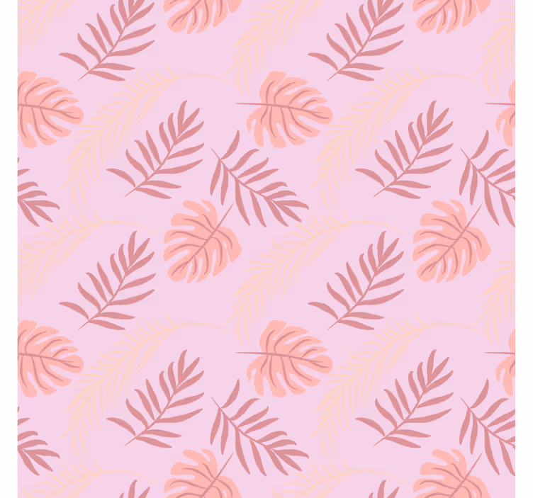 Papel tapiz para recámara diseño hojas tropicales rosas - TenVinilo