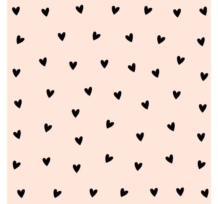 Papel tapiz para recámara patrón de corazones negros - TenVinilo