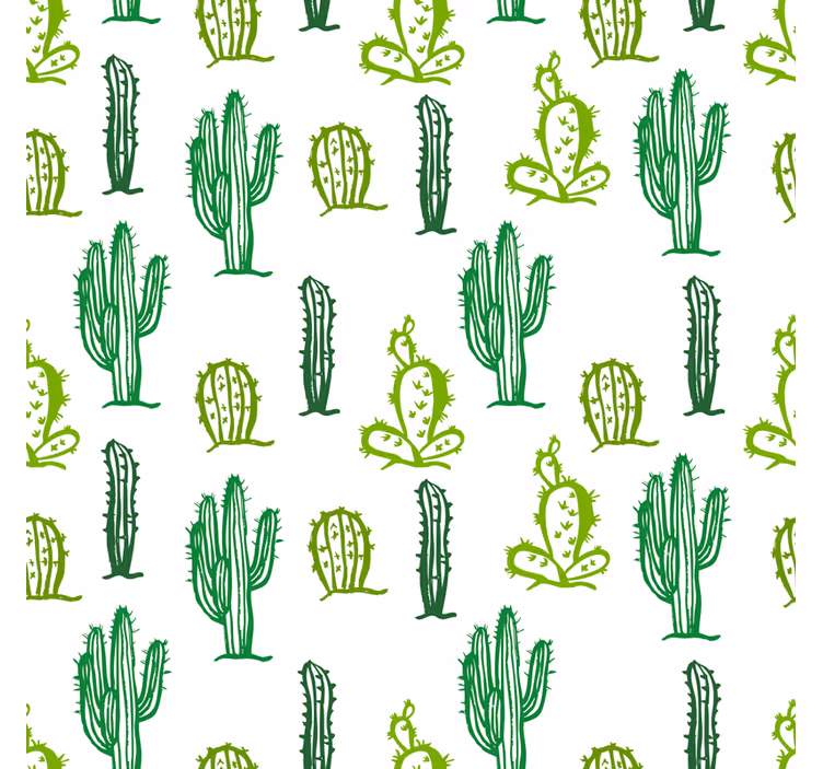 Papel tapiz para sala patrón de cactus verde - TenVinilo