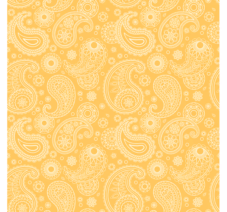 Papel tapiz para sala paisley amarillo árabe - TenVinilo