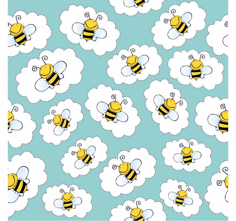Papel tapiz infantil nubes y abejas - TenVinilo