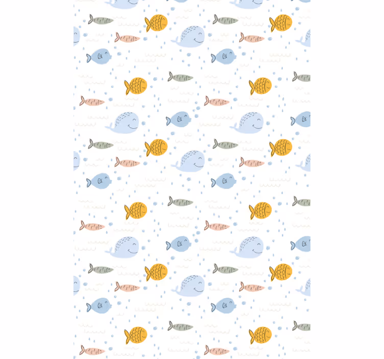 Papel tapiz animales peces de dibujos multicolor - TenVinilo