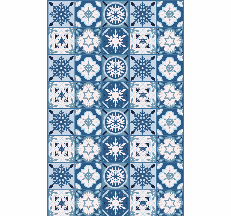 Papel tapiz navidad azulejos de copos de nieve - TenVinilo