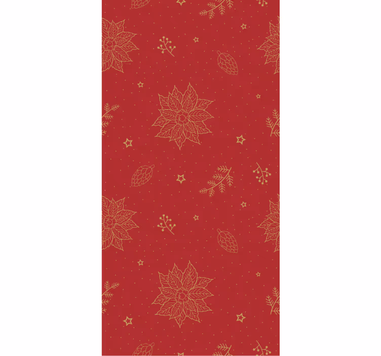 Papel tapiz navidad con patrón navideño de flores vintage - TenVinilo