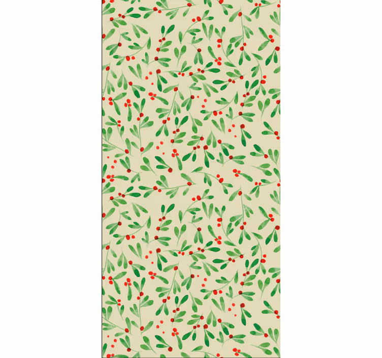 Papel tapiz navidad patrón de bayas navideñas - TenVinilo