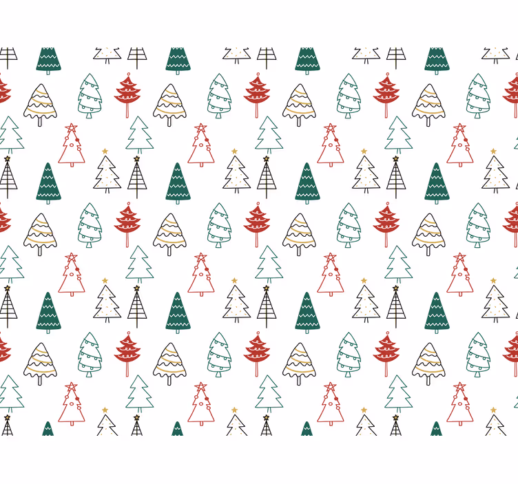 Papel tapiz navidad patrón de Árboles festivos - TenVinilo