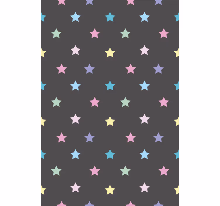 Papel tapiz pasillo estrellas de colores sobre gris - TenVinilo