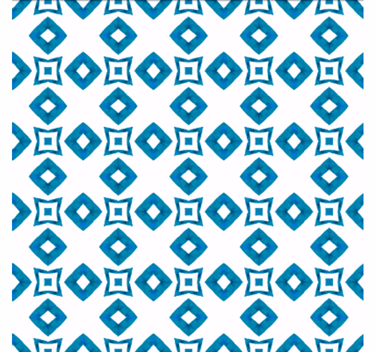Papel tapiz comedor diseño de diamantes azules geométricos - TenVinilo
