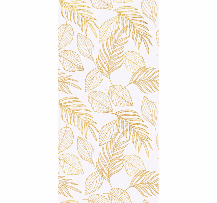 Papel tapiz naturaleza blanco con hojas doradas - TenVinilo