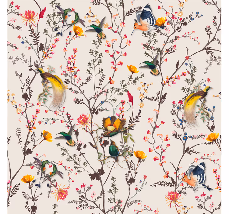 Papel tapiz naturaleza diseño floral naturalista - TenVinilo