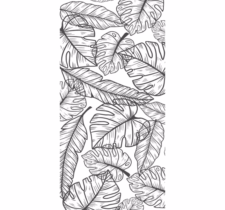 Papel tapiz naturaleza contorno de hojas grandes - TenVinilo