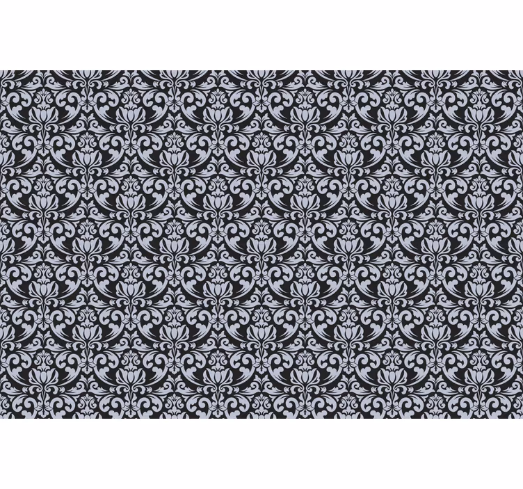 Papel tapiz azulejos mosaico barroco gris y negro - TenVinilo