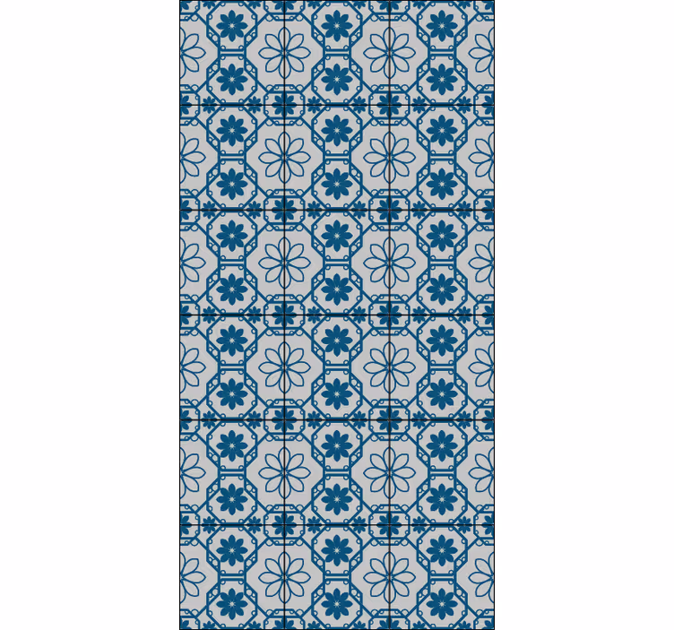 Papel tapiz azulejos mosaico floral - TenVinilo