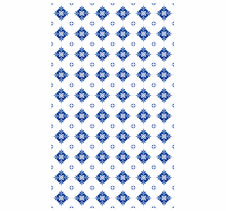 Papel tapiz azulejos motivo floral cerámico - TenVinilo