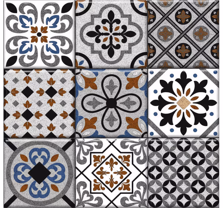 Papel tapiz azulejos diseño marroquí oscuro - TenVinilo