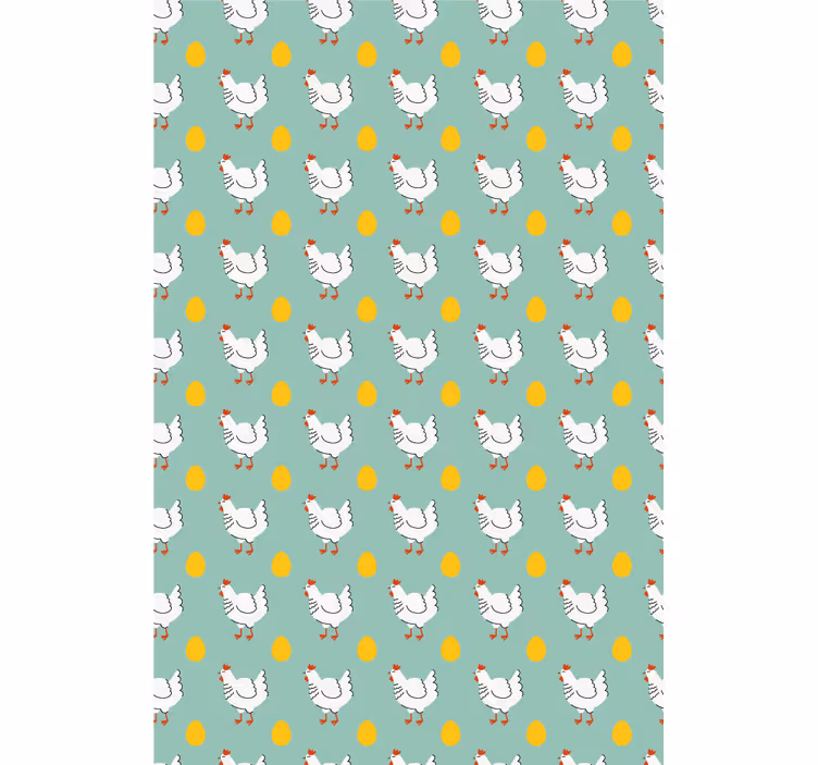 Papel tapiz infantil pollito blanco fondo azul - TenVinilo