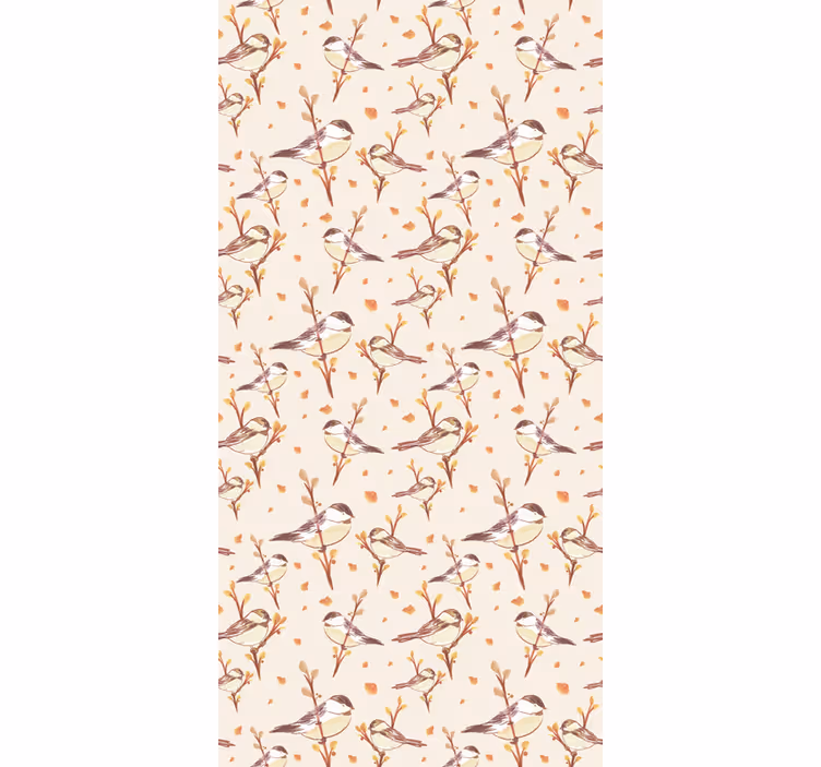 Papel tapiz infantil aquarella pájaros en ramas - TenVinilo