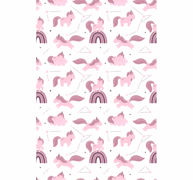 Papel tapiz infantil unicornios divertidos y constelaciones - TenVinilo