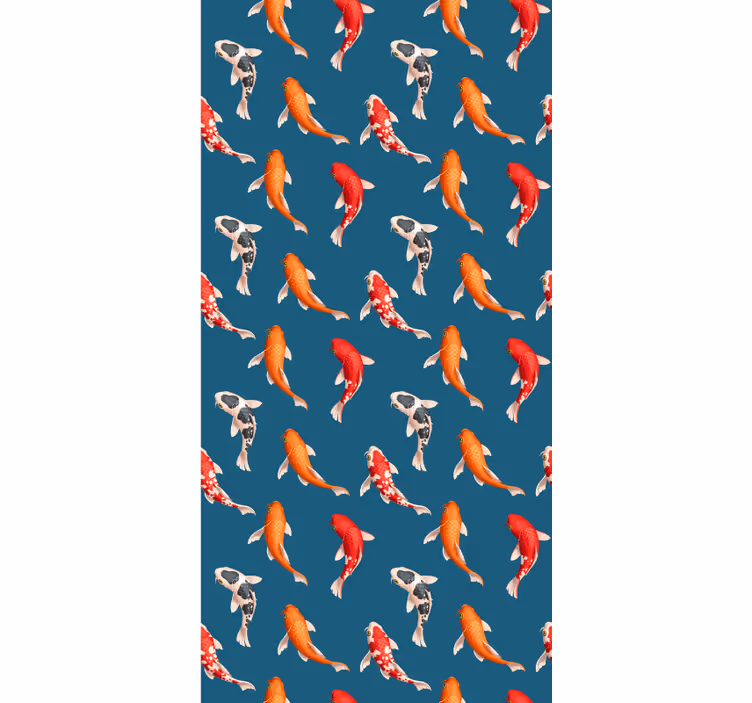 Papel tapiz infantil patrón de peces koi - TenVinilo