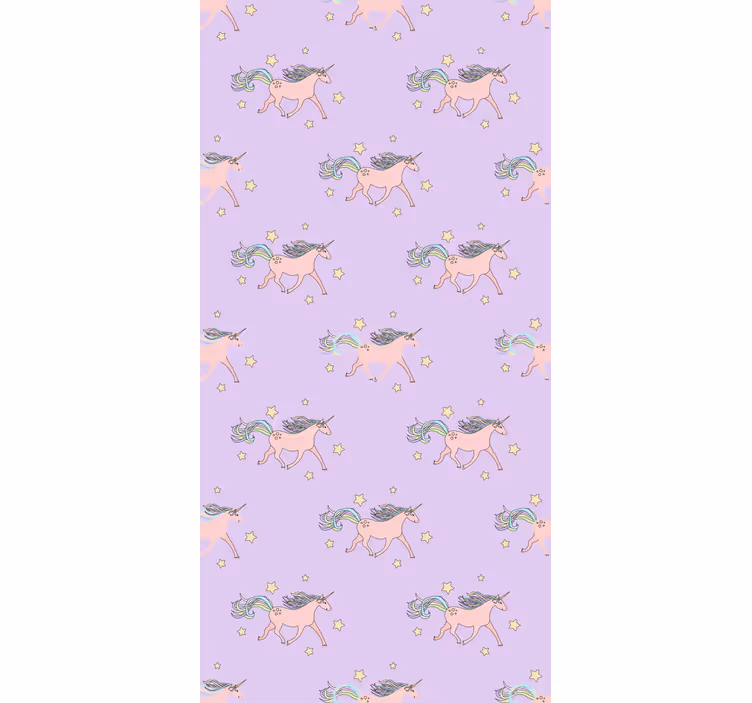 Papel tapiz infantil patrón de unicornios danzantes - TenVinilo