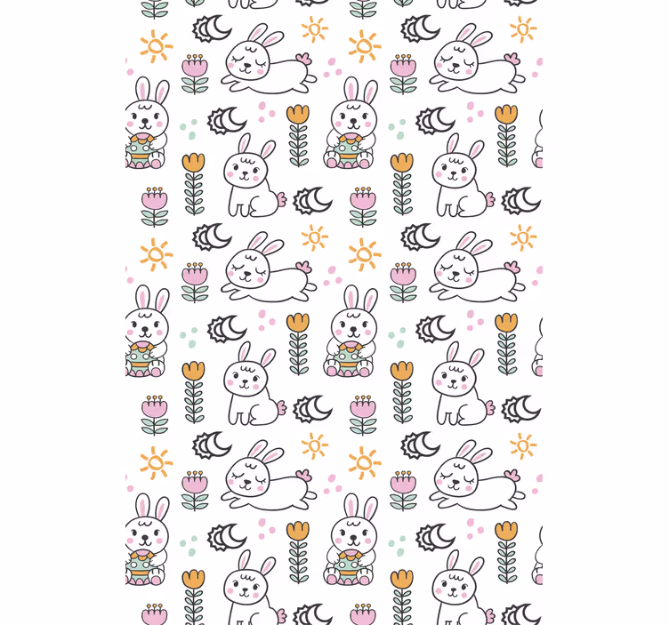 Papel tapiz infantil con motivo de conejito de pascua - TenVinilo