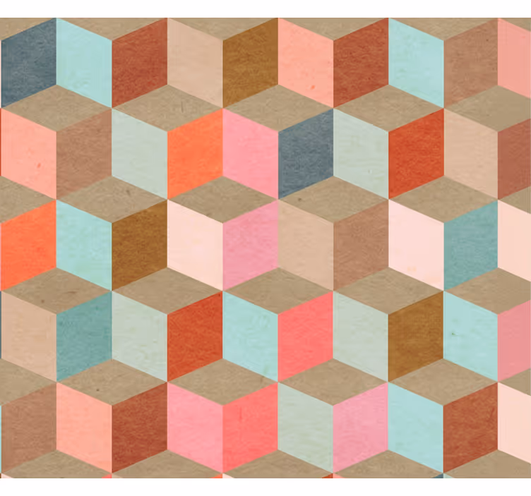 Papel tapiz para sala patrón geométrico pastel kraft - TenVinilo