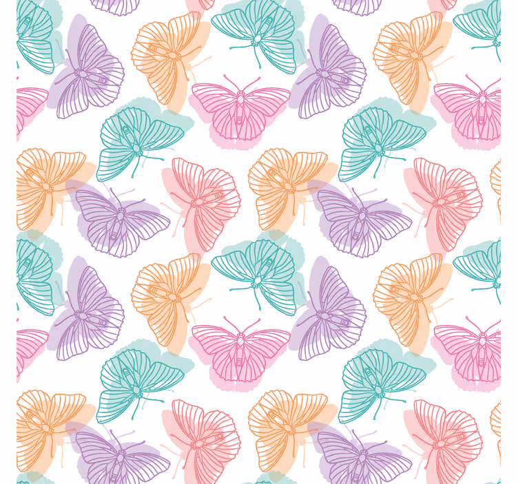 Papel tapiz mariposas siluetas coloridas - TenVinilo