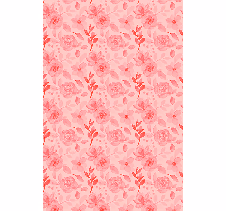 Papel tapiz pasillo patrón de rosas románticas - TenVinilo