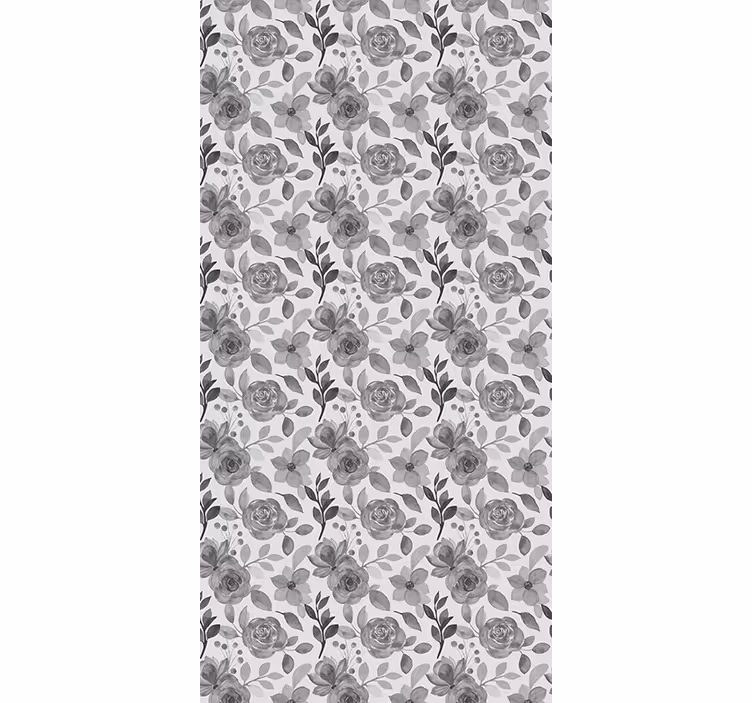 Papel tapiz pasillo flores grises elegantes - TenVinilo