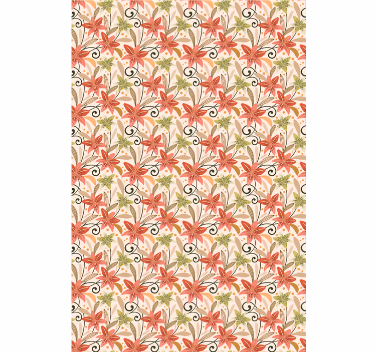 Papel tapiz pasillo patrón floral vibrante - TenVinilo