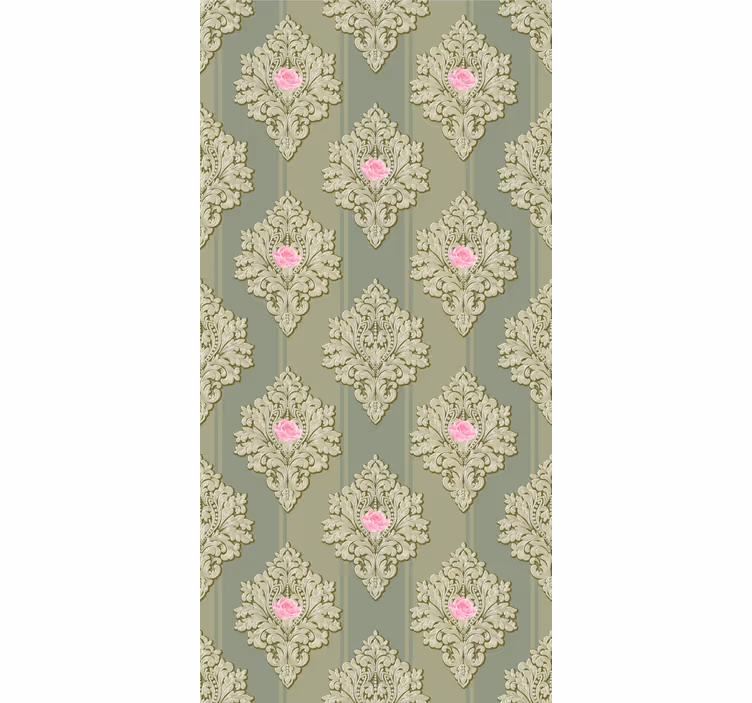 Papel tapiz clásico diseño vintage verde francés - TenVinilo