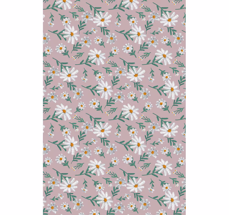 Papel tapiz para sala flor de margarita rosa 70's - TenVinilo